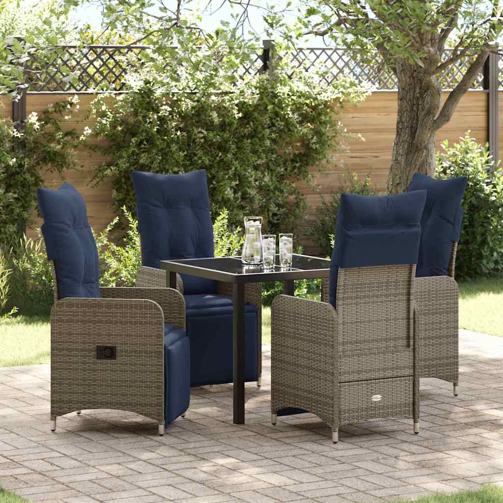 Set da Pranzo per Giardino 5 pcs Grigio polyrattan - homemem39