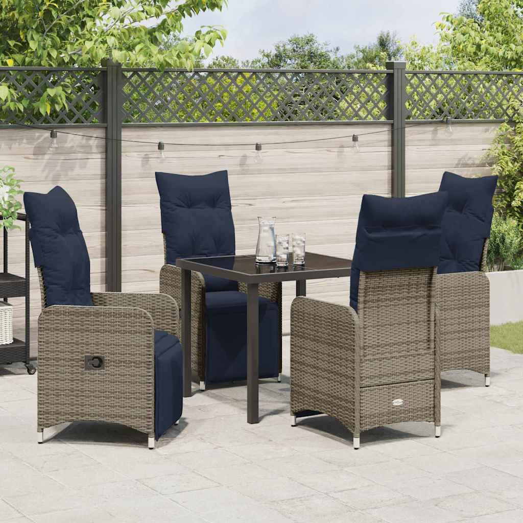 Set da Pranzo per Giardino 5 pcs Grigio polyrattan - homemem39