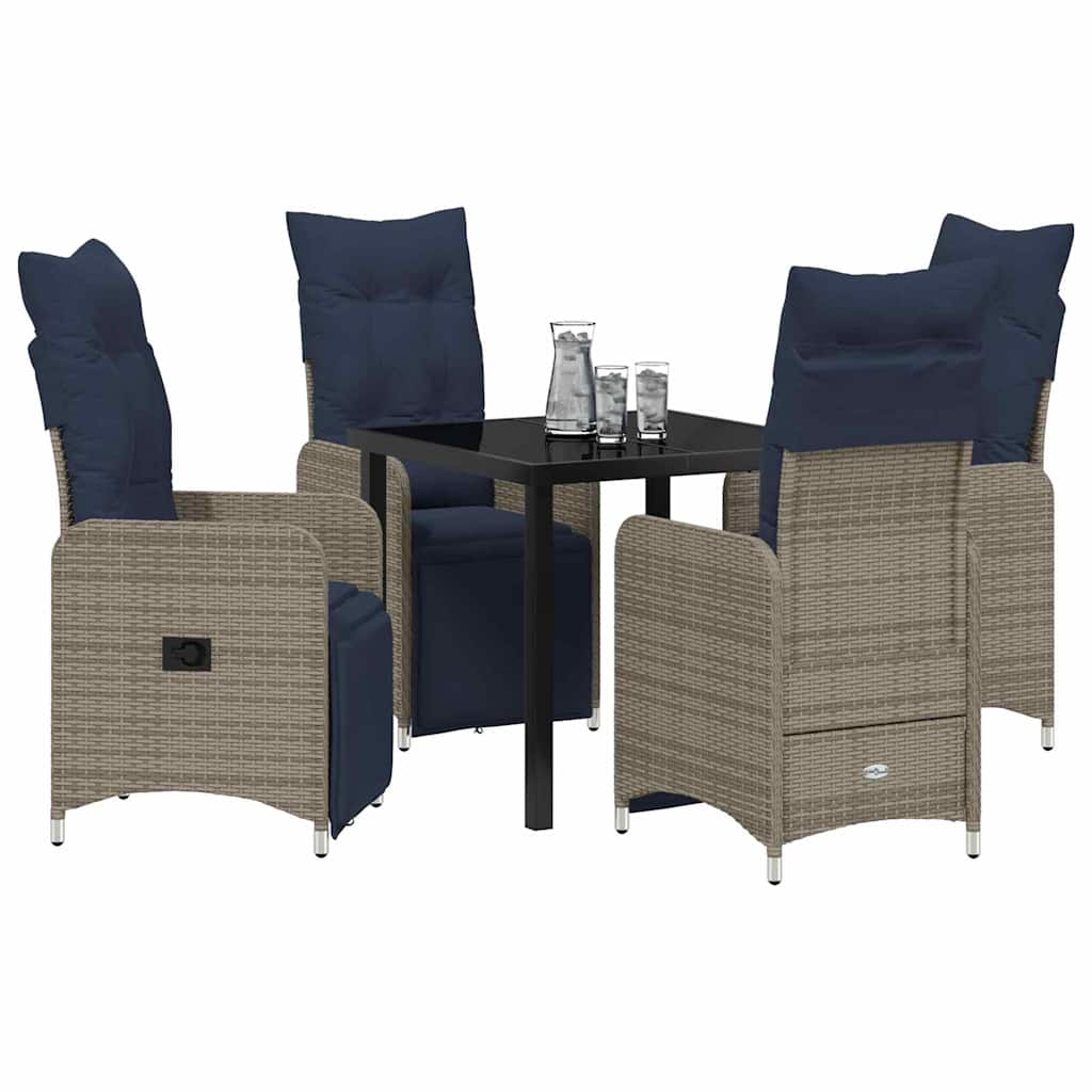 Set da Pranzo per Giardino 5 pcs Grigio polyrattan - homemem39