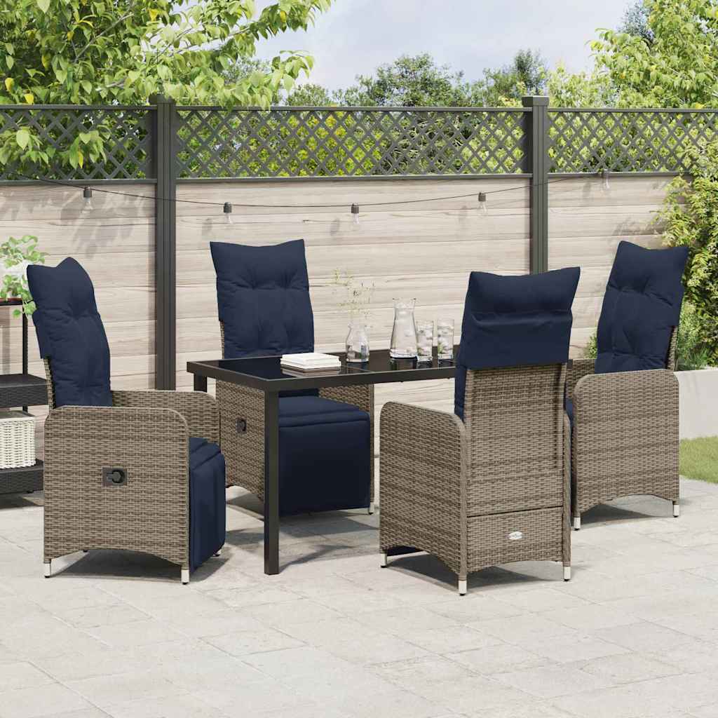 Set da Pranzo per Giardino 5 pcs Grigio polyrattan - homemem39