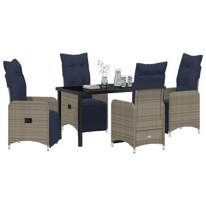 Set da Pranzo per Giardino 5 pcs Grigio polyrattan - homemem39