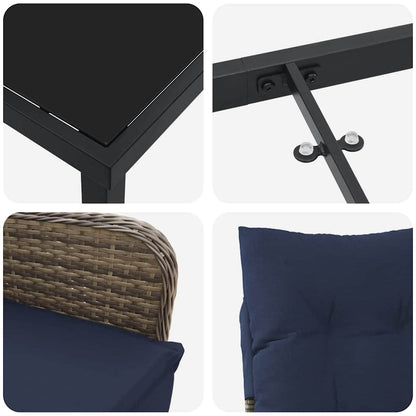 Set da Pranzo per Giardino 5 pcs Grigio polyrattan - homemem39