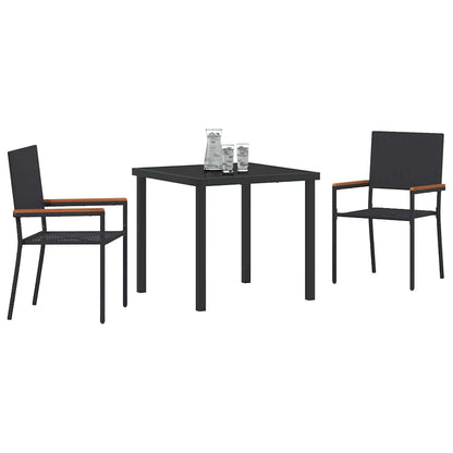 Set da Pranzo per Giardino 3 pcs Nero Poly Rattan - homemem39