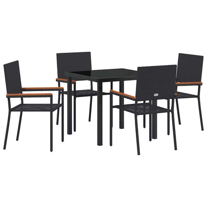 Set da Pranzo per Giardino 5 pcs Nero Poly Rattan - homemem39