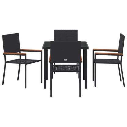 Set da Pranzo per Giardino 5 pcs Nero Poly Rattan - homemem39