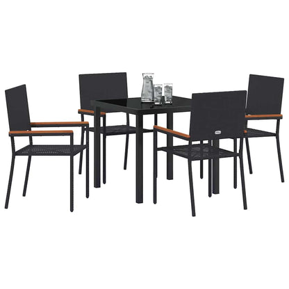 Set da Pranzo per Giardino 5 pcs Nero Poly Rattan - homemem39