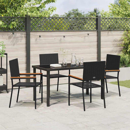 Set da Pranzo per Giardino 5 pcs Nero Poly Rattan - homemem39