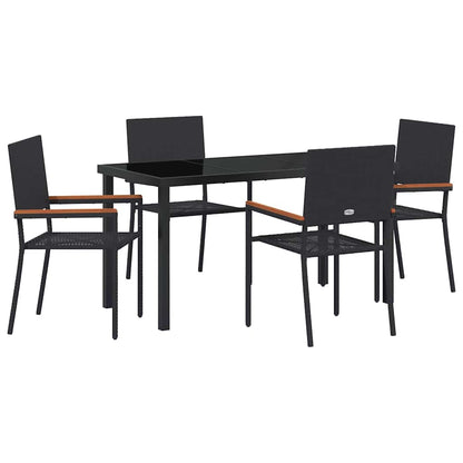 Set da Pranzo per Giardino 5 pcs Nero Poly Rattan - homemem39