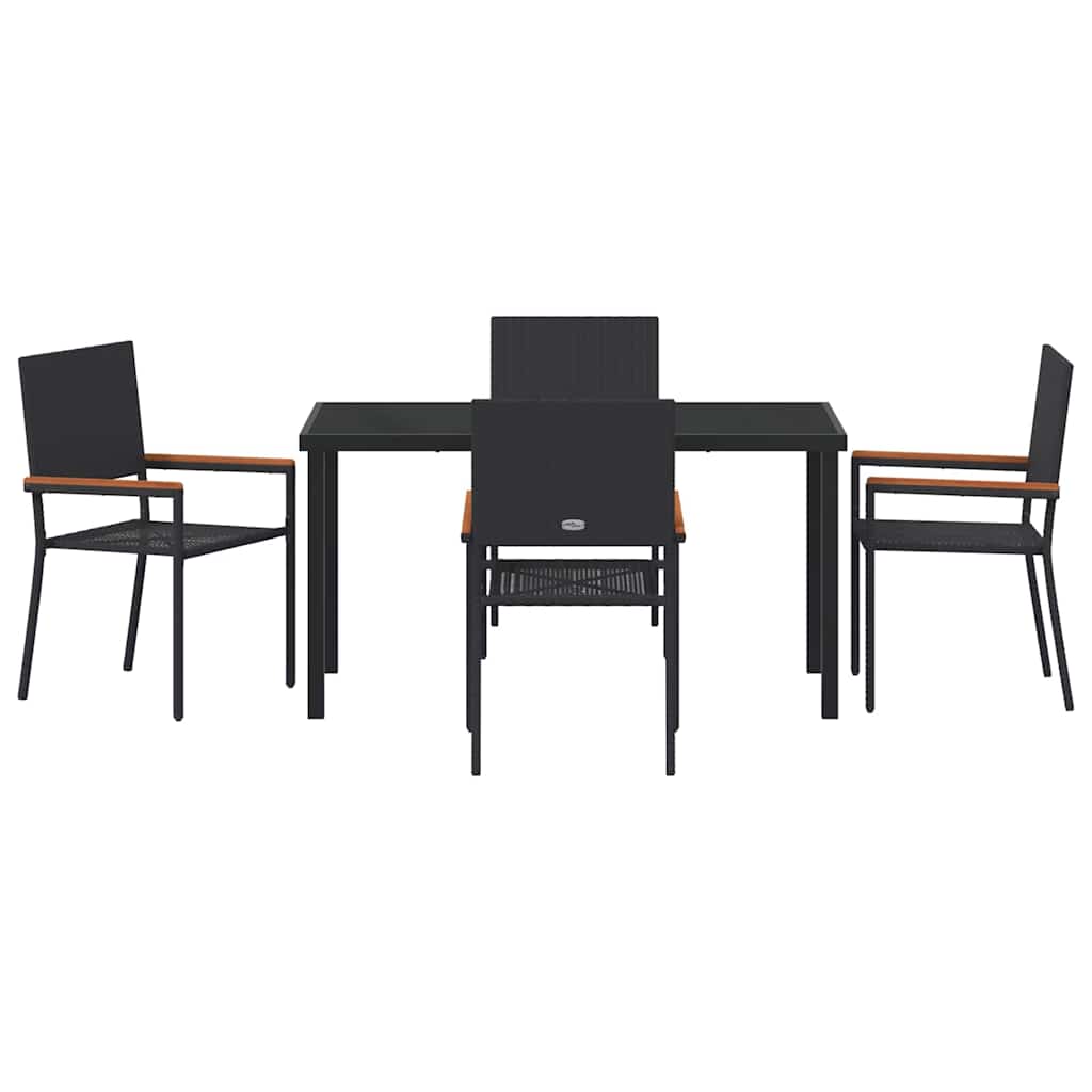 Set da Pranzo per Giardino 5 pcs Nero Poly Rattan - homemem39