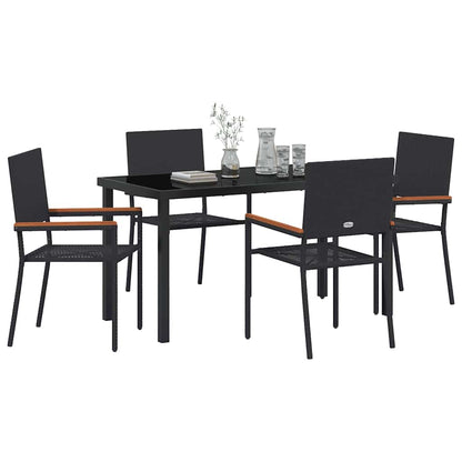 Set da Pranzo per Giardino 5 pcs Nero Poly Rattan - homemem39