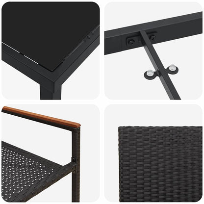 Set da Pranzo per Giardino 5 pcs Nero Poly Rattan - homemem39
