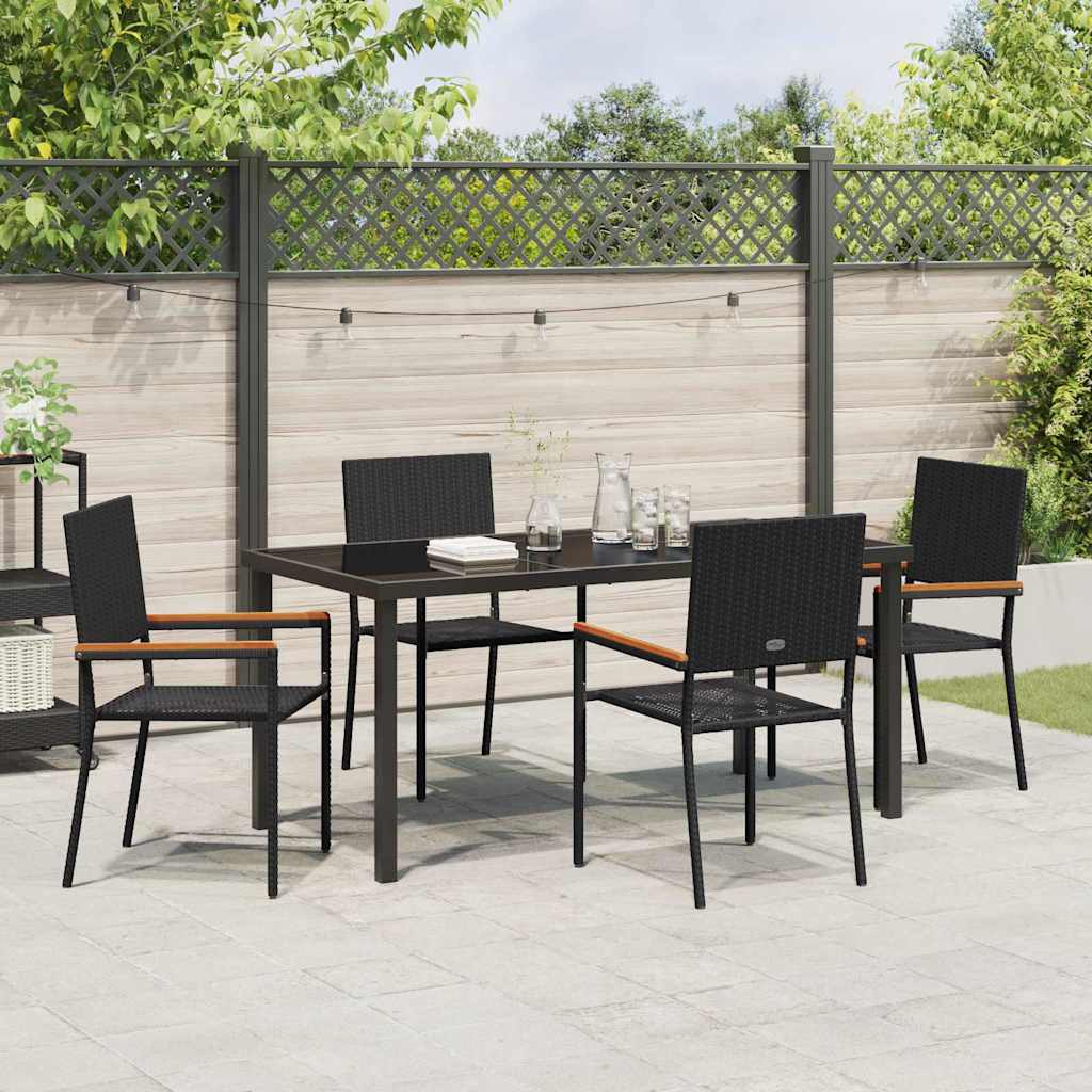 Set da Pranzo per Giardino 5 pcs Nero Poly Rattan - homemem39