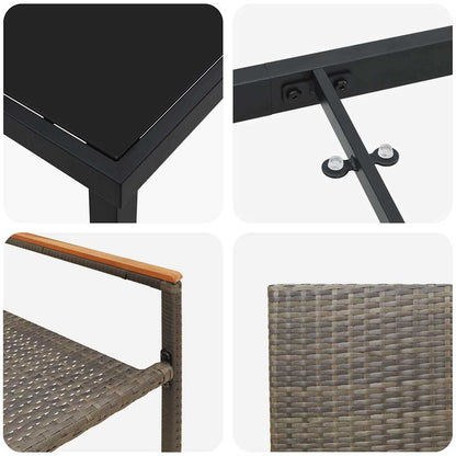 Set da Pranzo per Giardino 3 pcs Grigio Poly Rattan - homemem39