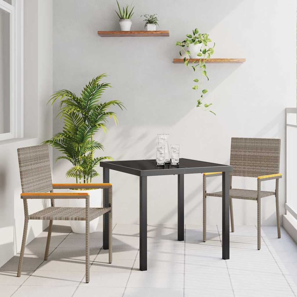Set da Pranzo per Giardino 3 pcs Grigio Poly Rattan - homemem39
