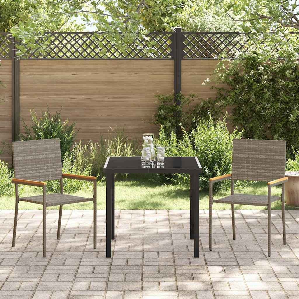 Set da Pranzo per Giardino 3 pcs Grigio Poly Rattan - homemem39