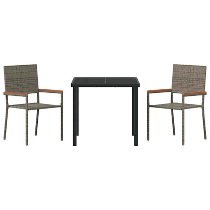 Set da Pranzo per Giardino 3 pcs Grigio Poly Rattan - homemem39