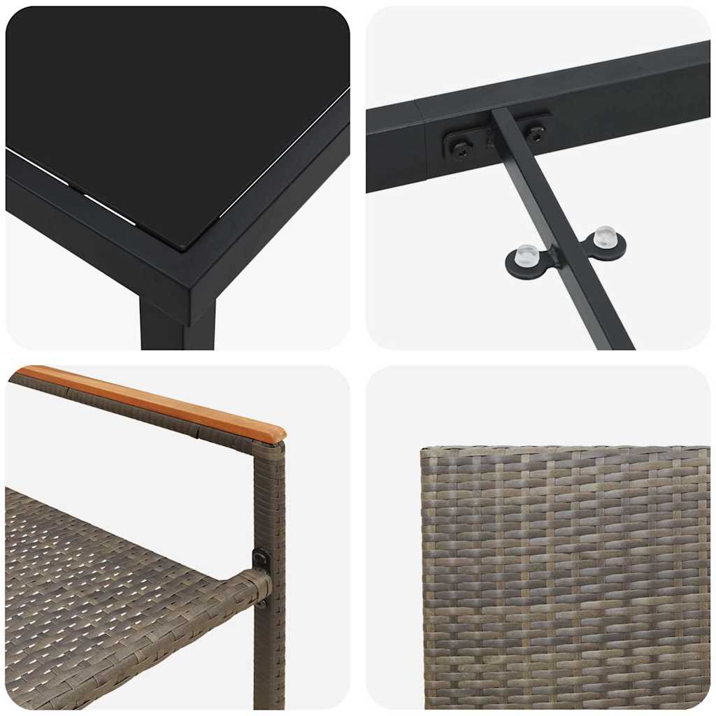 Set da Pranzo per Giardino 5 pcs Grigio Poly Rattan - homemem39