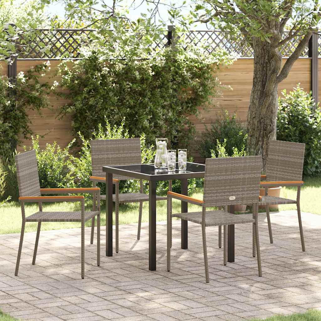 Set da Pranzo per Giardino 5 pcs Grigio Poly Rattan - homemem39