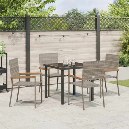 Set da Pranzo per Giardino 5 pcs Grigio Poly Rattan - homemem39