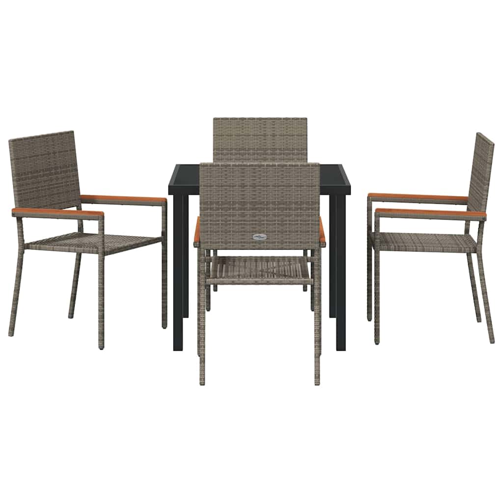 Set da Pranzo per Giardino 5 pcs Grigio Poly Rattan - homemem39