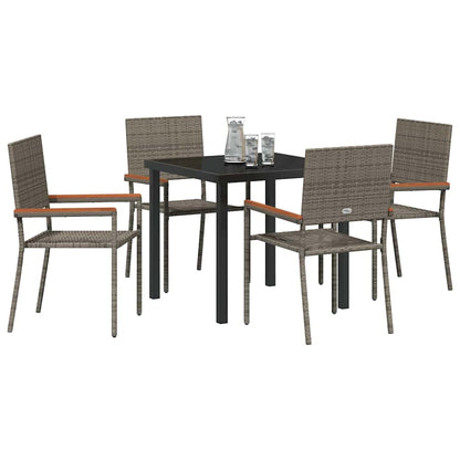 Set da Pranzo per Giardino 5 pcs Grigio Poly Rattan - homemem39