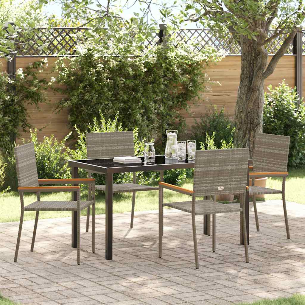 Set da Pranzo per Giardino 5 pcs Grigio Poly Rattan - homemem39