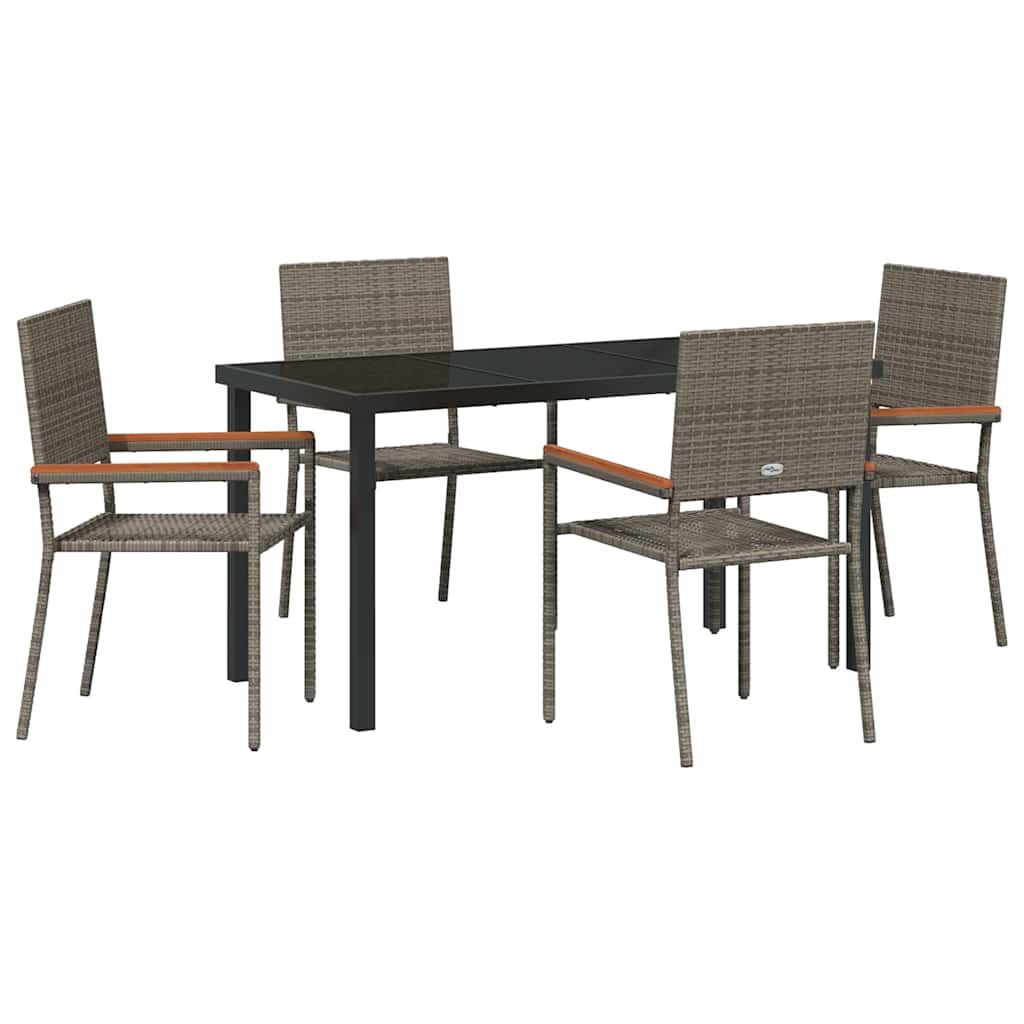 Set da Pranzo per Giardino 5 pcs Grigio Poly Rattan - homemem39