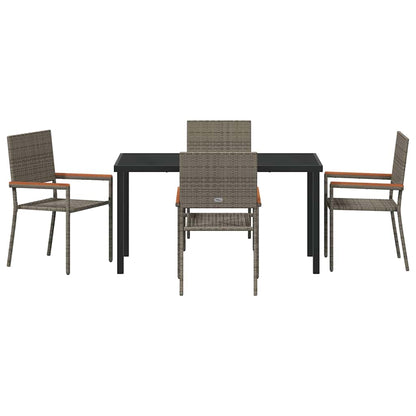 Set da Pranzo per Giardino 5 pcs Grigio Poly Rattan - homemem39