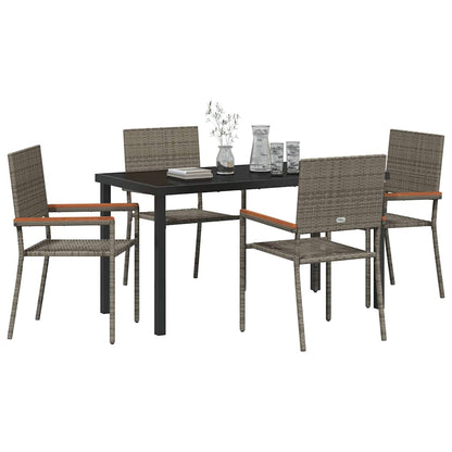 Set da Pranzo per Giardino 5 pcs Grigio Poly Rattan - homemem39