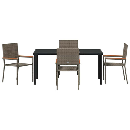 Set da Pranzo per Giardino 5 pcs Grigio Poly Rattan - homemem39