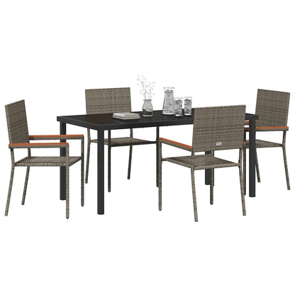 Set da Pranzo per Giardino 5 pcs Grigio Poly Rattan - homemem39