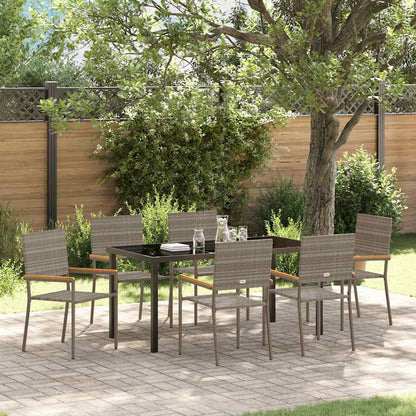 Set da Pranzo per Giardino 7 pcs Grigio Poly Rattan - homemem39