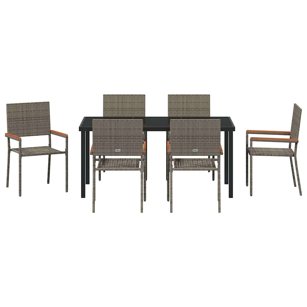 Set da Pranzo per Giardino 7 pcs Grigio Poly Rattan - homemem39