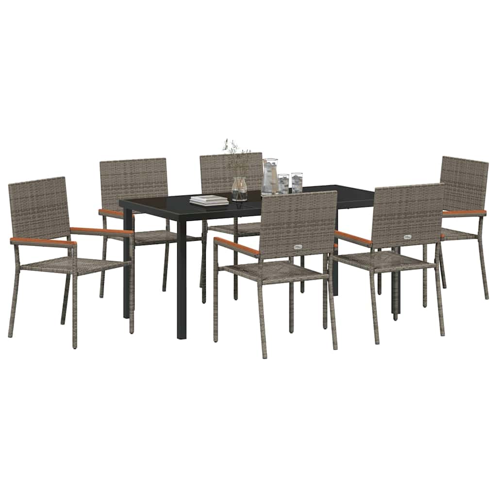 Set da Pranzo per Giardino 7 pcs Grigio Poly Rattan - homemem39