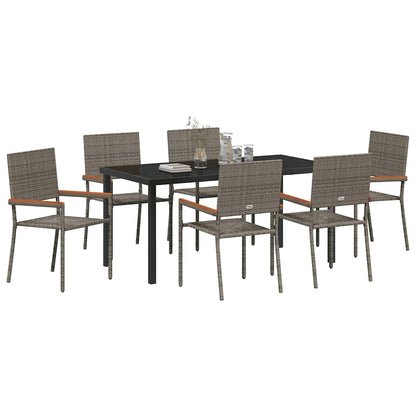 Set da Pranzo per Giardino 7 pcs Grigio Poly Rattan - homemem39