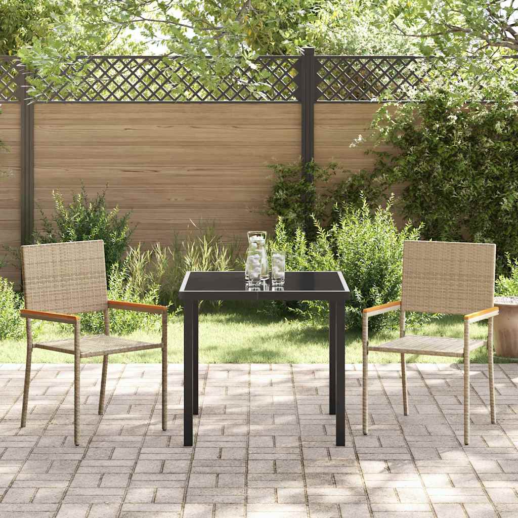 Set da Pranzo per Giardino 3 pcs Beige Poly Rattan - homemem39