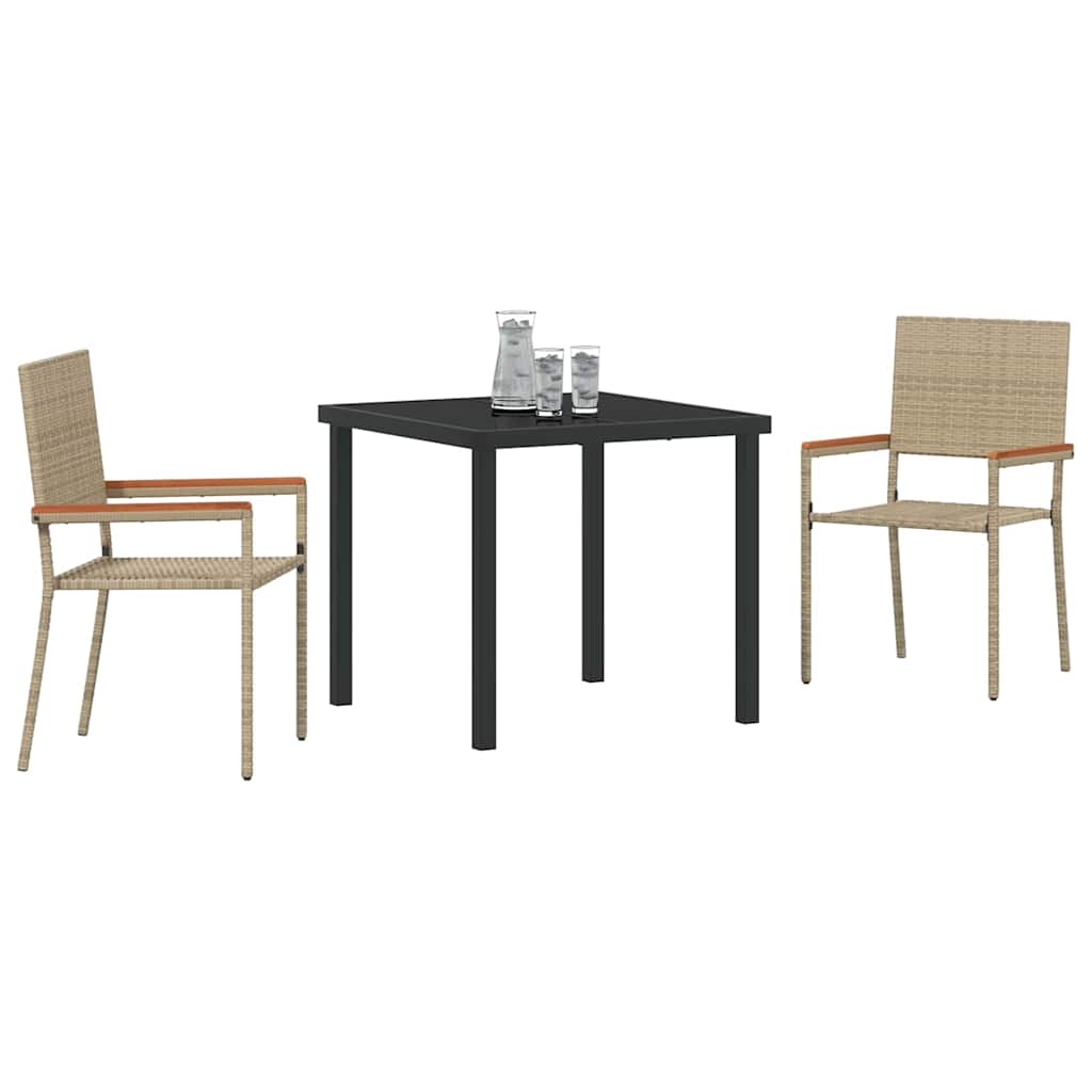 Set da Pranzo per Giardino 3 pcs Beige Poly Rattan - homemem39