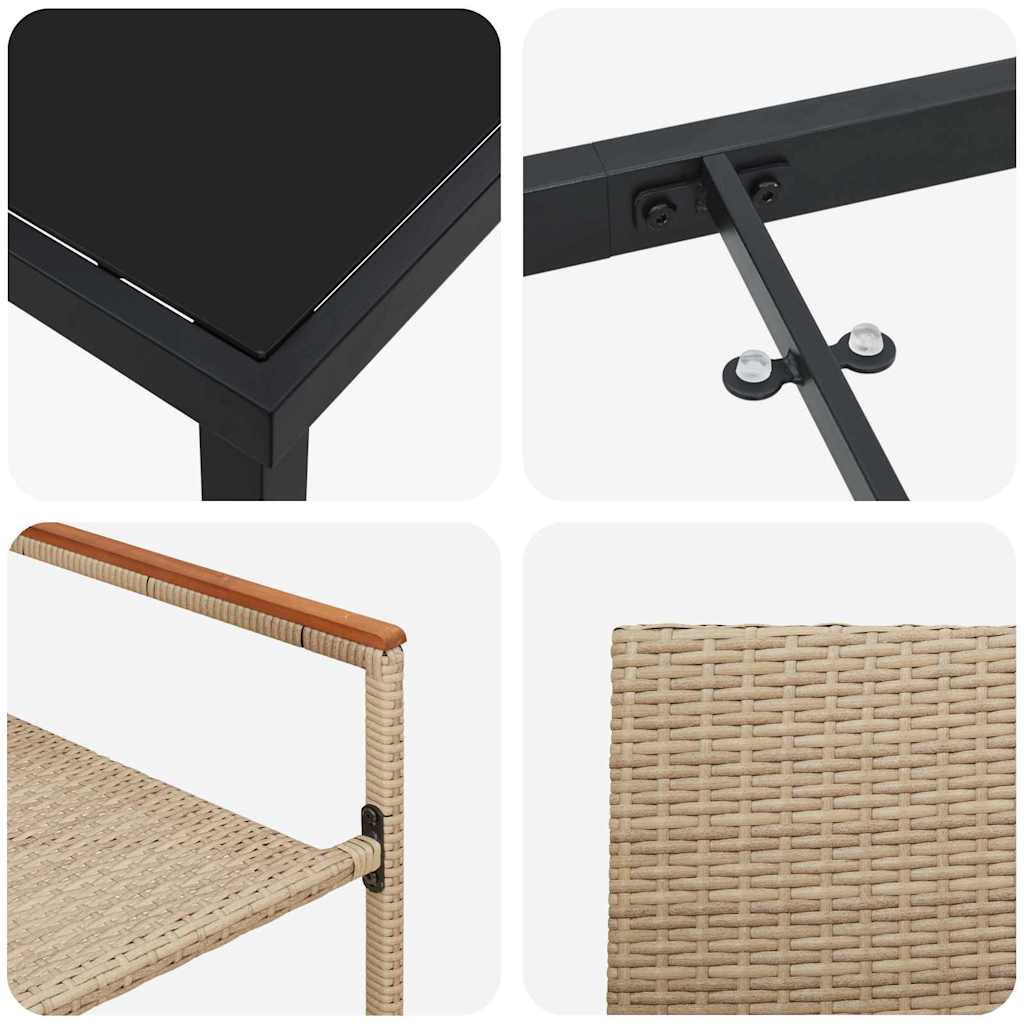 Set da Pranzo per Giardino 5 pcs Beige Poly Rattan - homemem39