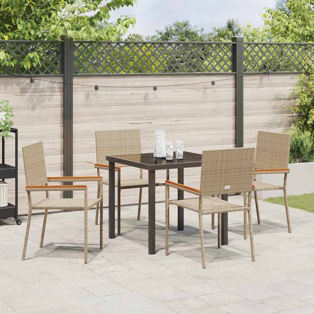 Set da Pranzo per Giardino 5 pcs Beige Poly Rattan - homemem39