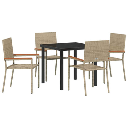 Set da Pranzo per Giardino 5 pcs Beige Poly Rattan - homemem39
