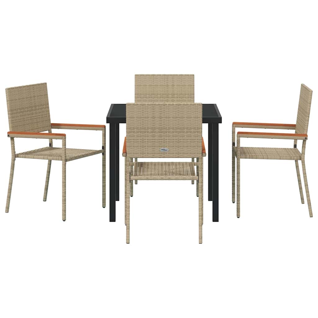 Set da Pranzo per Giardino 5 pcs Beige Poly Rattan - homemem39
