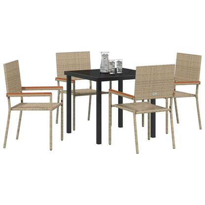 Set da Pranzo per Giardino 5 pcs Beige Poly Rattan - homemem39