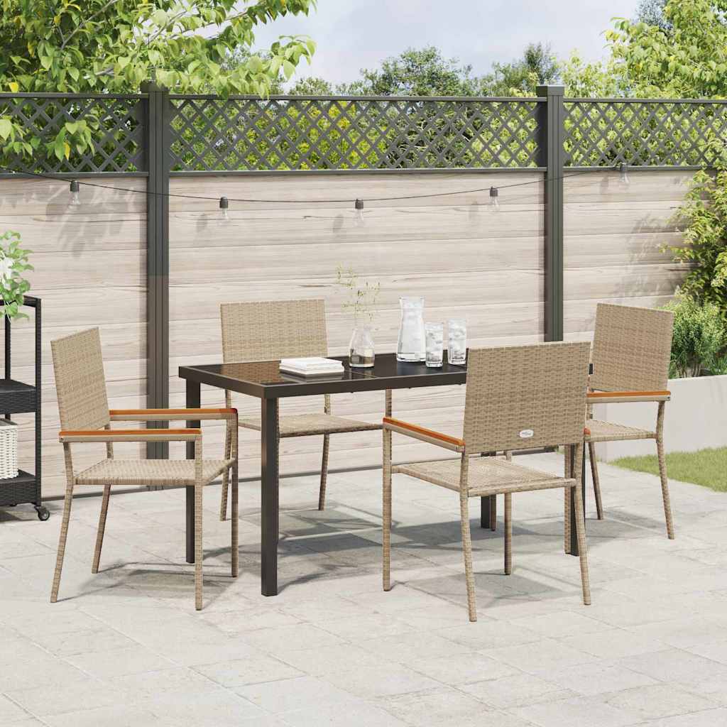 Set da Pranzo per Giardino 5 pcs Beige Poly Rattan - homemem39
