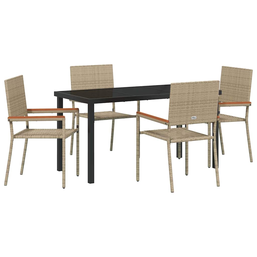 Set da Pranzo per Giardino 5 pcs Beige Poly Rattan - homemem39