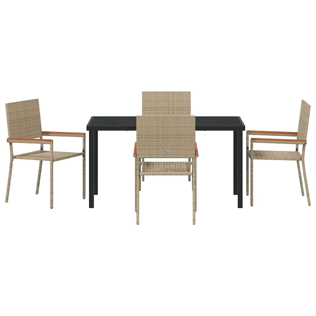 Set da Pranzo per Giardino 5 pcs Beige Poly Rattan - homemem39