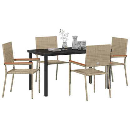 Set da Pranzo per Giardino 5 pcs Beige Poly Rattan - homemem39