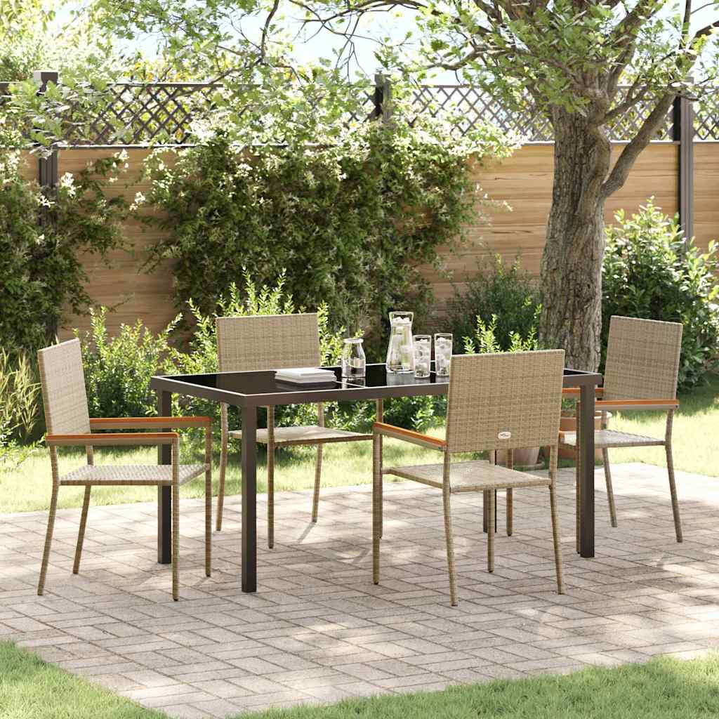 Set da Pranzo per Giardino 5 pcs Beige Poly Rattan - homemem39