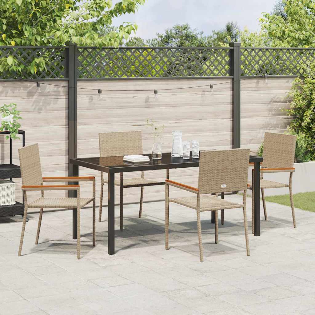 Set da Pranzo per Giardino 5 pcs Beige Poly Rattan - homemem39