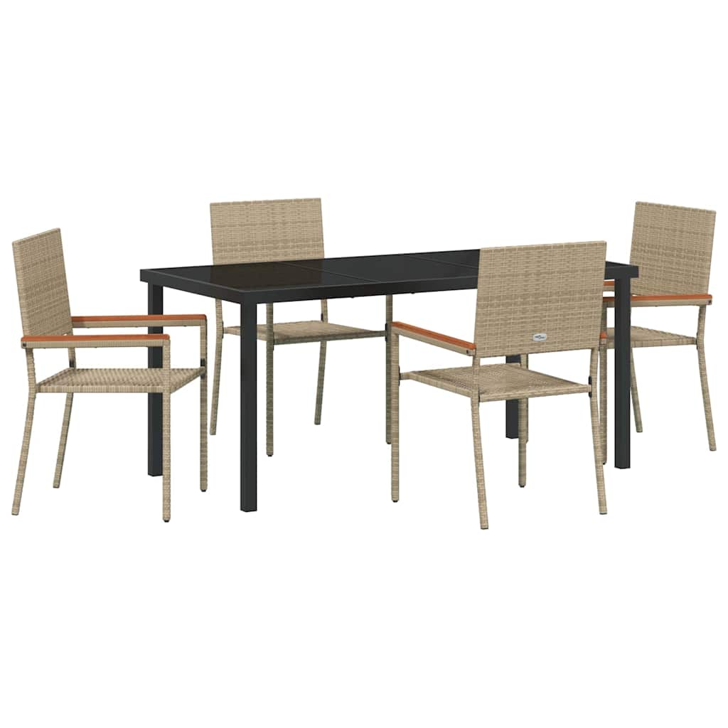 Set da Pranzo per Giardino 5 pcs Beige Poly Rattan - homemem39