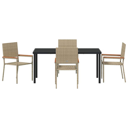 Set da Pranzo per Giardino 5 pcs Beige Poly Rattan - homemem39